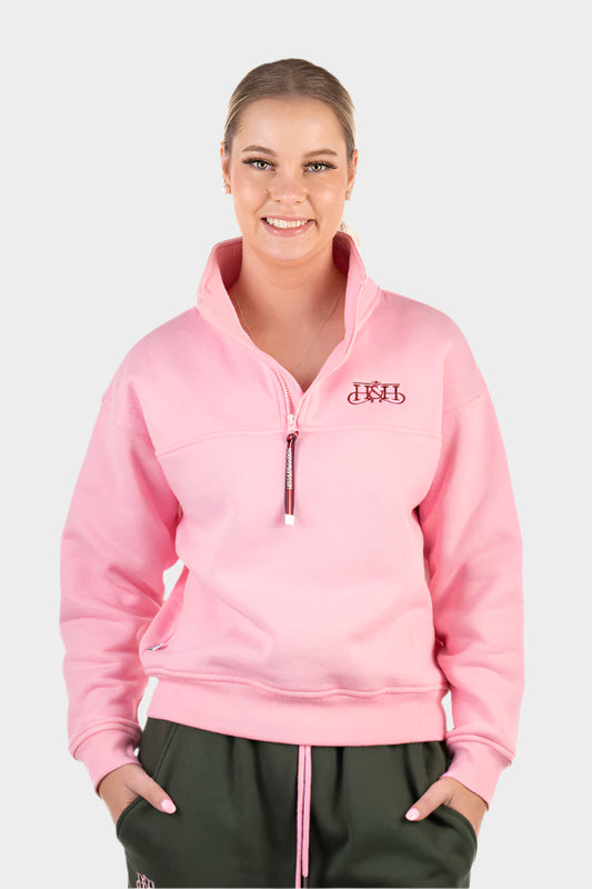 Hitchley & Harrow Winter Collection - Pale Pink Quarter Zip Jumper