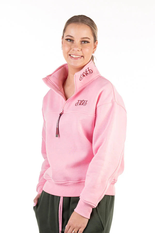 Hitchley & Harrow Winter Collection - Pale Pink Quarter Zip Jumper
