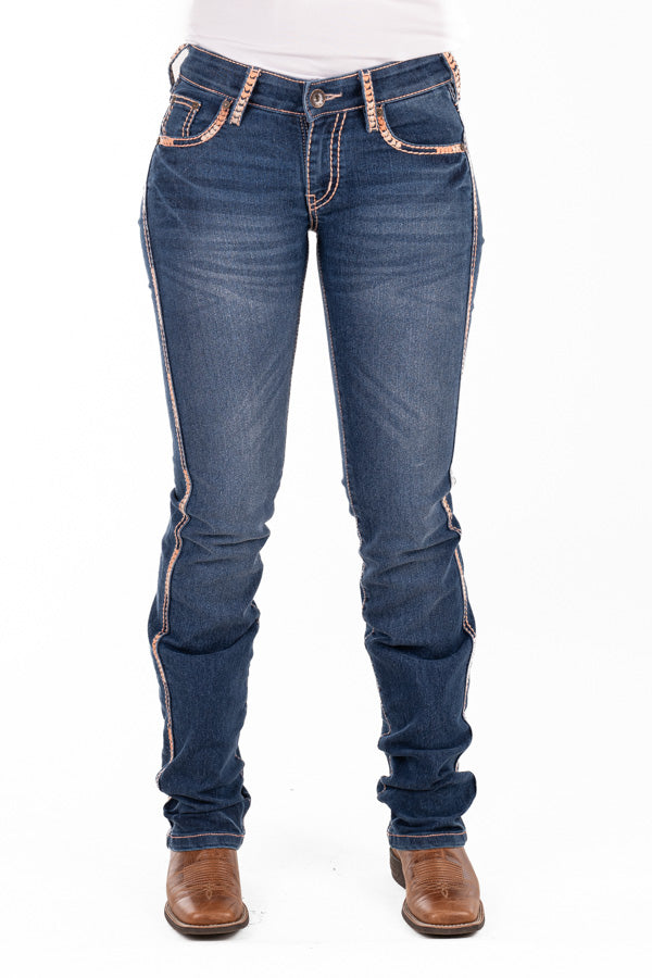 Hitchley & Harrow Mid Rise - SR2196 "Pittsburg" Peach Stitch Jeans 35Leg