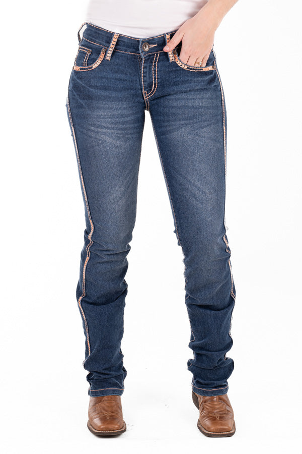 Hitchley & Harrow Mid Rise - SR2196 "Pittsburg" Peach Stitch Jeans 35Leg