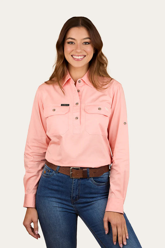 Ringers Western Women's Pentecost River Half Button Work Shirt - Light Blush