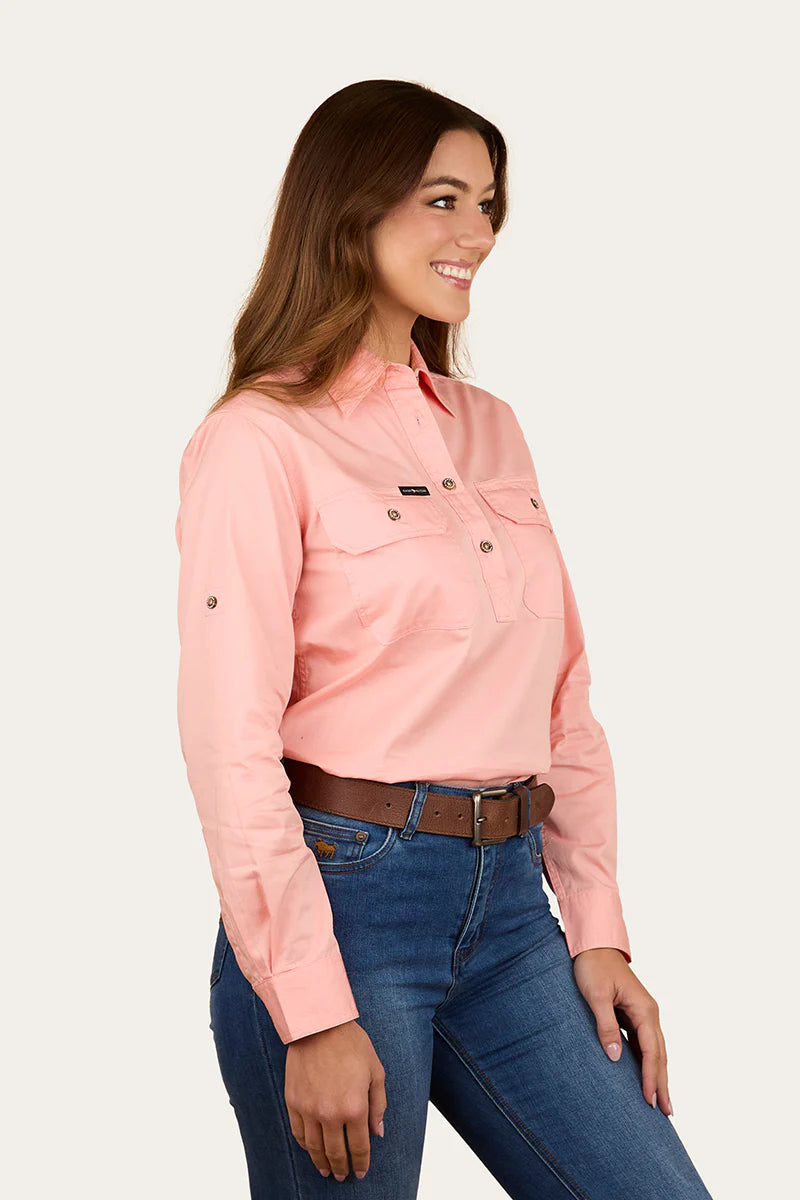 Ringers Western Women's Pentecost River Half Button Work Shirt - Light Blush