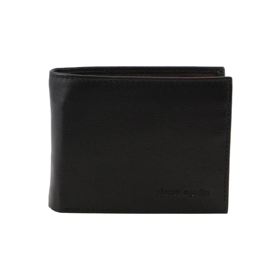 Pierre Cardin Men's Italian Leather RFID Bi-Fold Wallet 11cm Black Cognac