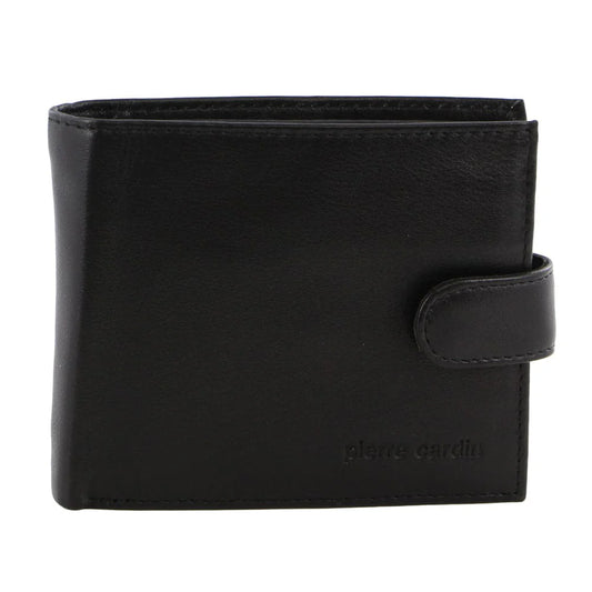 Pierre Cardin Men's Italian Leather RFID Two Tone Wallet 11cm Black Cognac