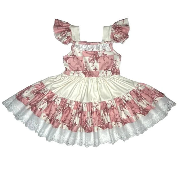 Shea Baby Plaid Bucking Horse Ruffle Dress