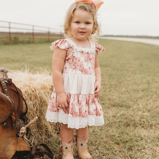 Shea Baby Plaid Bucking Horse Ruffle Dress