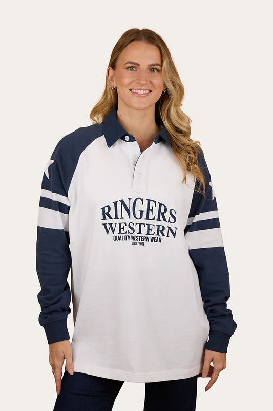 Ringers Western Player Womens Oversized Rugby Jersey - White/Navy