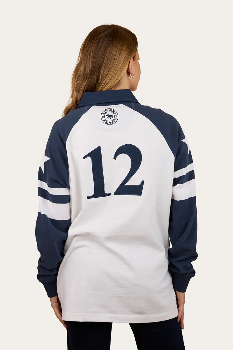 Ringers Western Player Womens Oversized Rugby Jersey - White/Navy