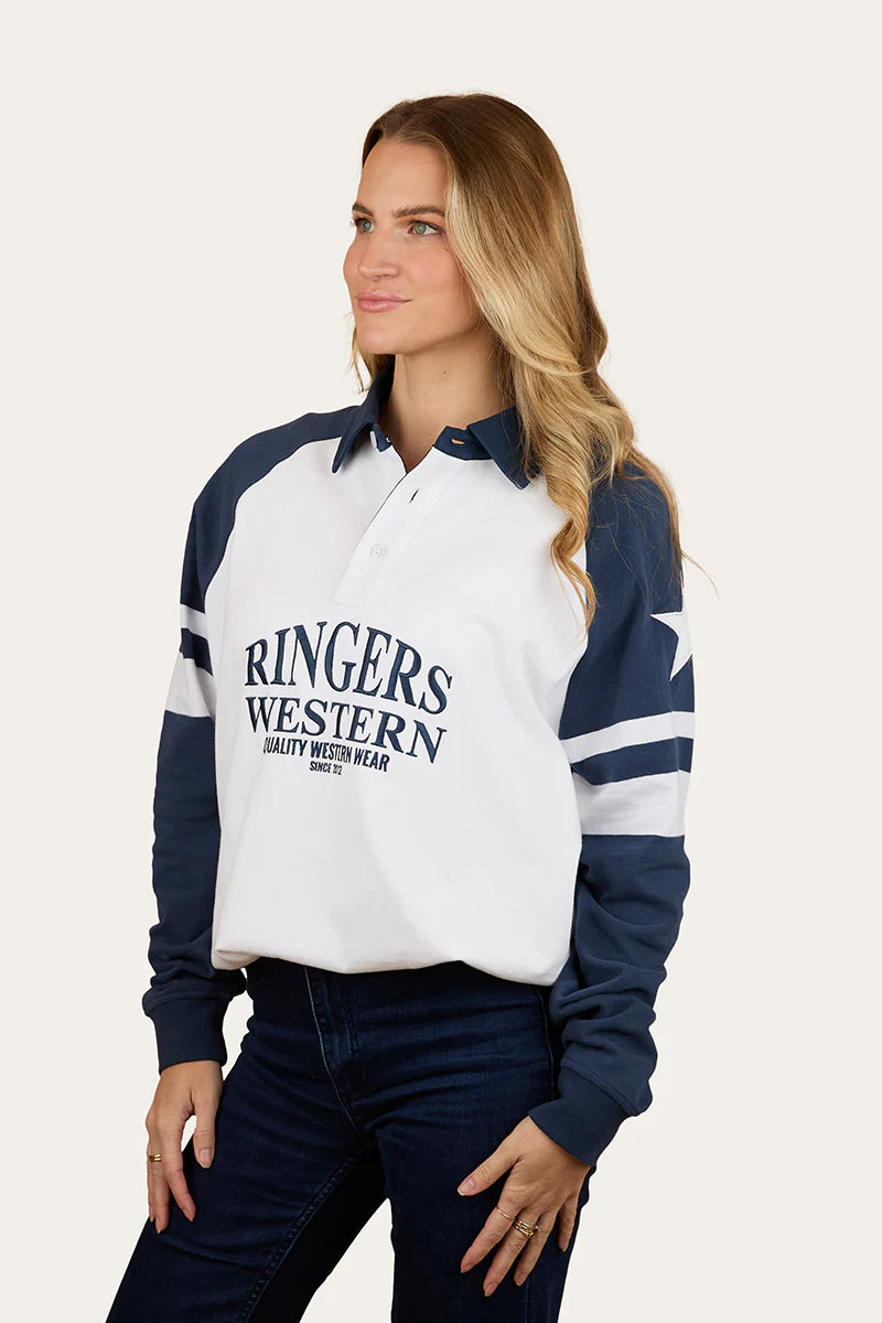 Ringers Western Player Womens Oversized Rugby Jersey - White/Navy