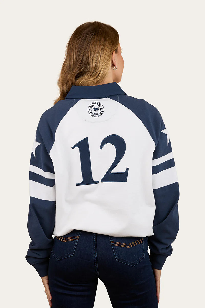Ringers Western Player Womens Oversized Rugby Jersey - White/Navy