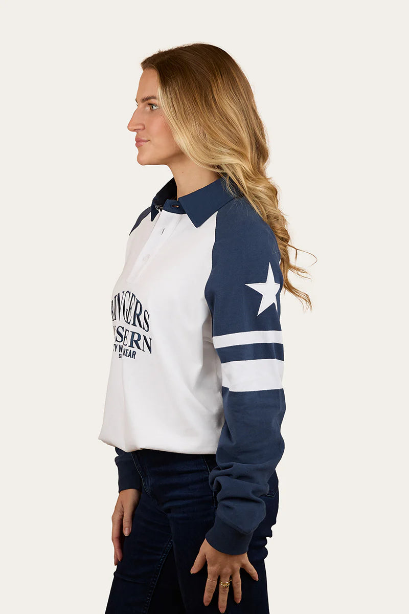 Ringers Western Player Womens Oversized Rugby Jersey - White/Navy
