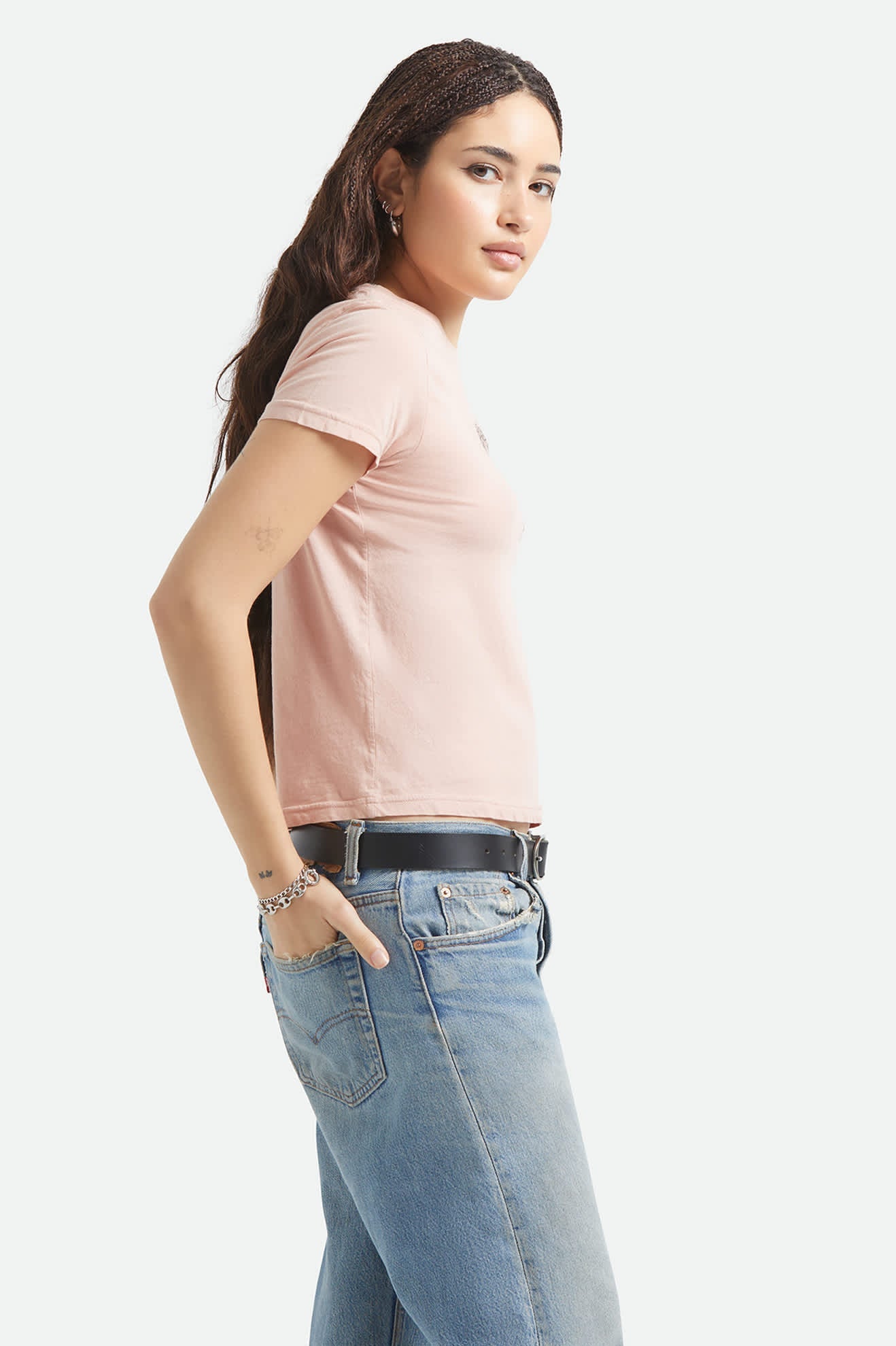 Brixton Women's Pony Club Slim Crew T-Shirt - Silver Pink