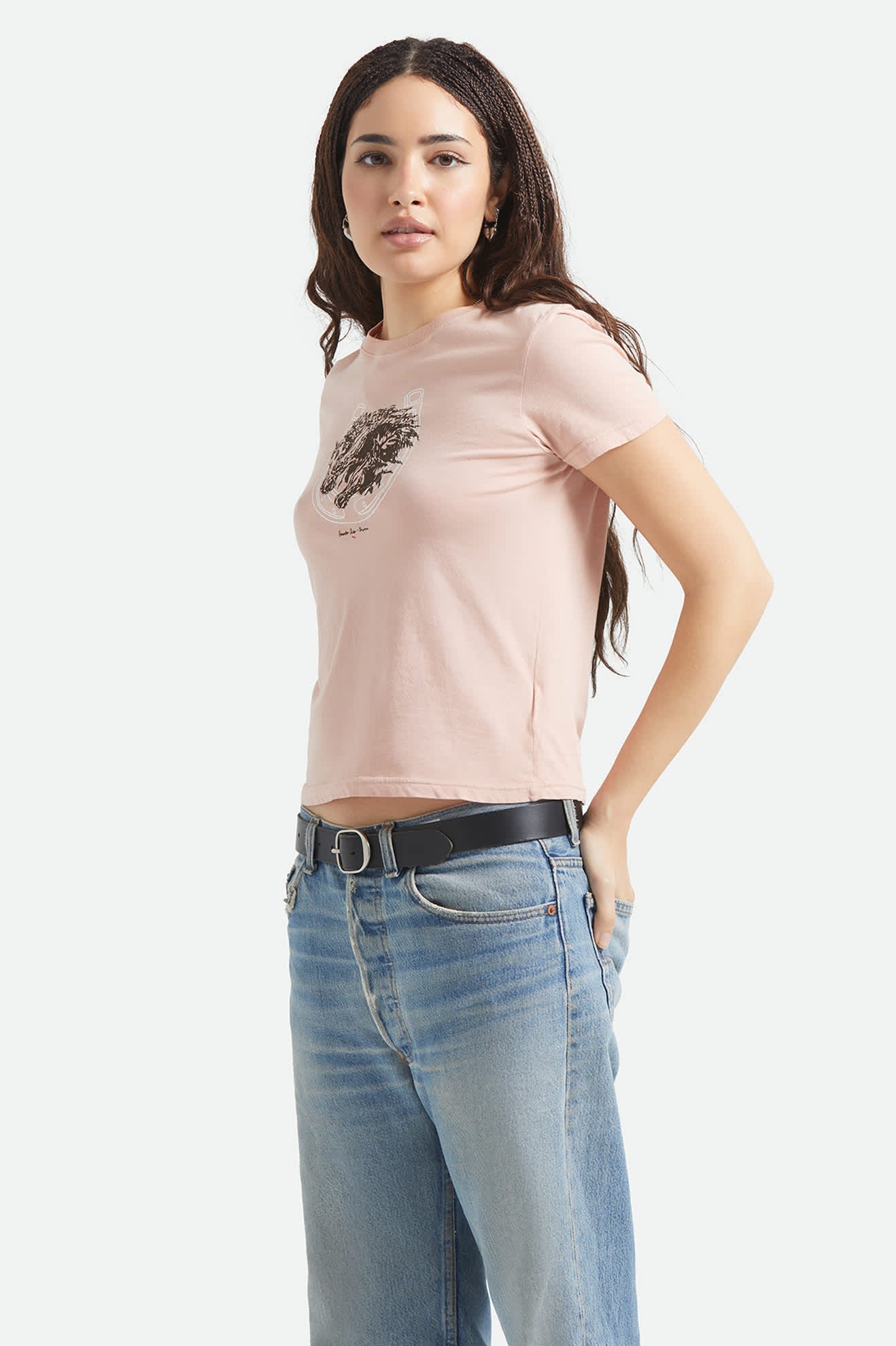 Brixton Women's Pony Club Slim Crew T-Shirt - Silver Pink
