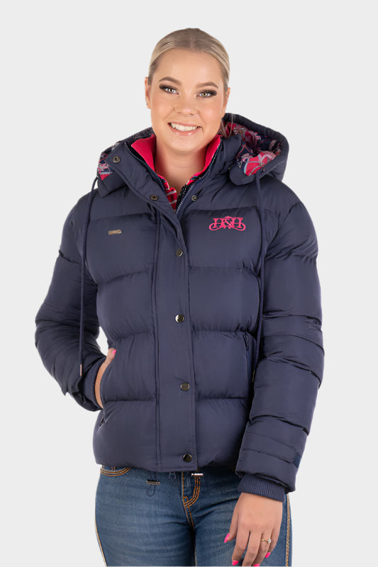 Hitchley & Harrow Winter Collection - Navy & Hot Pink Puffer Jacket