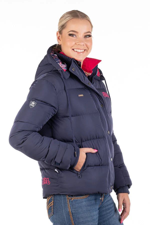 Hitchley & Harrow Winter Collection - Navy & Hot Pink Puffer Jacket