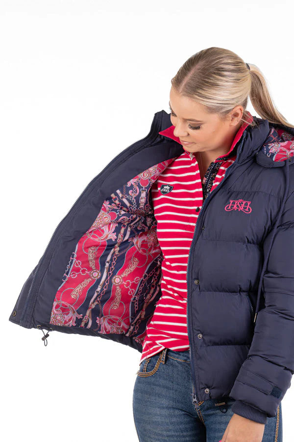 Hitchley & Harrow Winter Collection - Navy & Hot Pink Puffer Jacket
