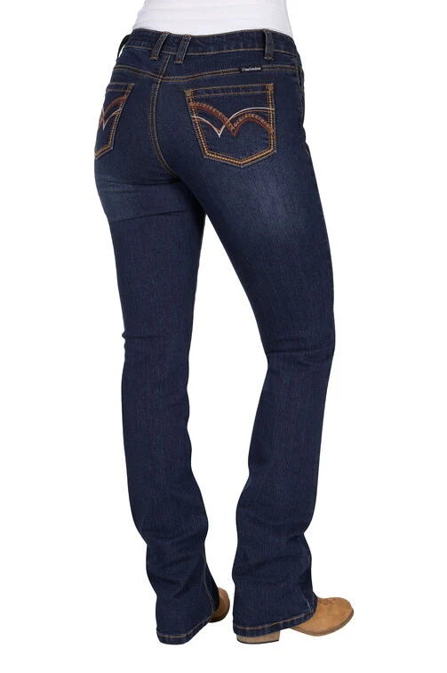 Pure Western Womens Sam Relaxed Rider Jeans - 36 Leg Midnight