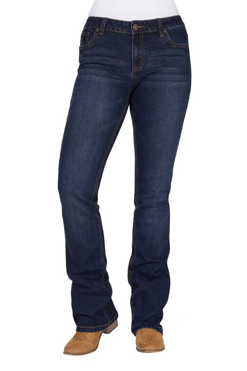 Pure Western Womens Sam Relaxed Rider Jeans - 36 Leg Midnight