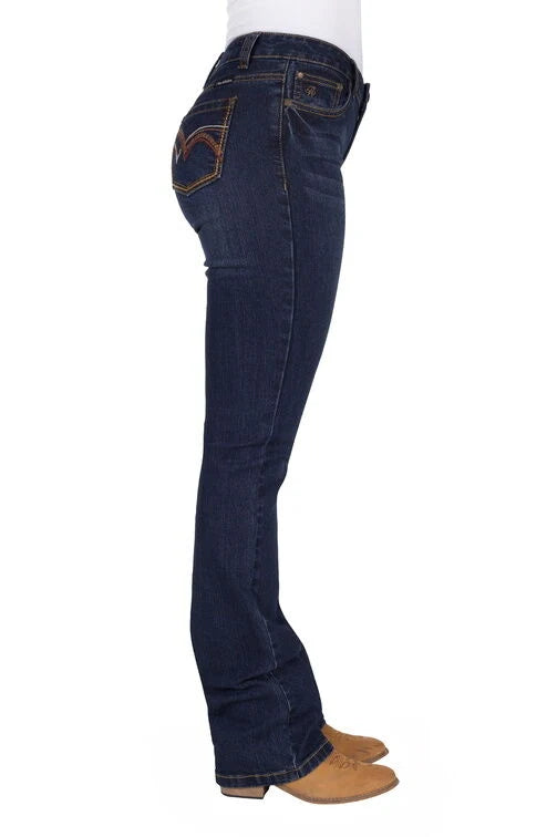 Pure Western Womens Sam Relaxed Rider Jeans - 36 Leg Midnight