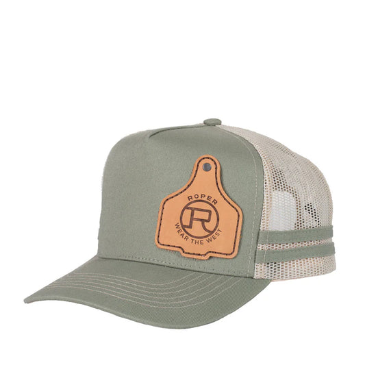 Roper Trucker Cap Cattle Tag Olive Green