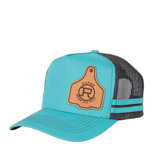 Roper Trucker Cap Cattle Tag Teal
