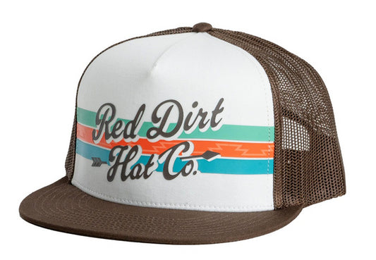 Red Dirt Hat Broadhead Brown White 5 Panel - Hats Cap - RDHC-536