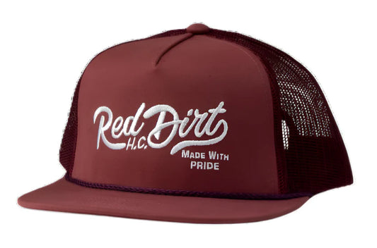 Red Dirt Hat Over the top- Maroon/ Maroon White Rope 5 Panel