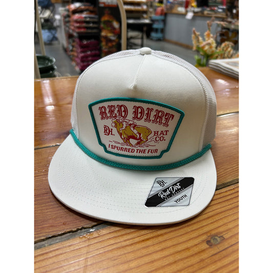 Red Dirt Hat Co. Youth Mutton Bustin White Cap with White Rope