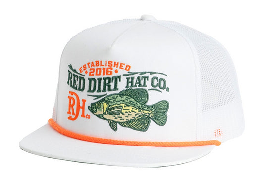 Red Dirt Hat Hooked White Orange 5 Panel - Hats Cap - RDHC-529