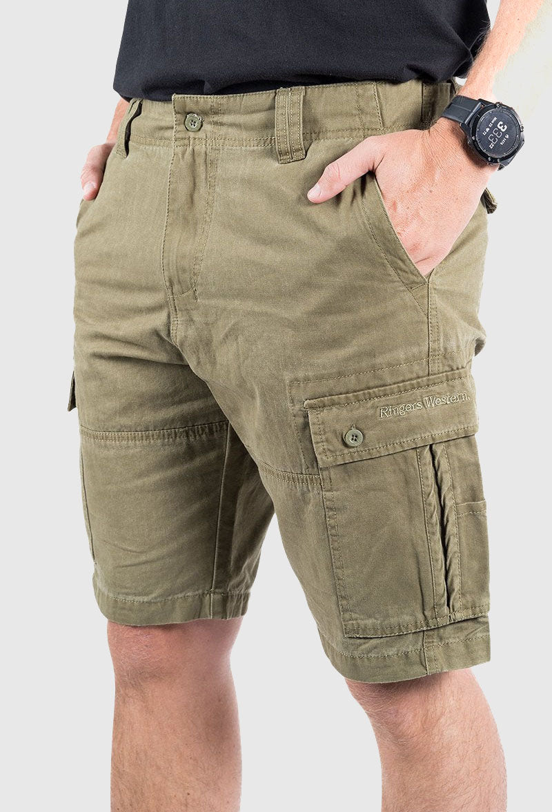 RINGERS WESTERN GAWLER MENS CARGO SHORT - ARMY