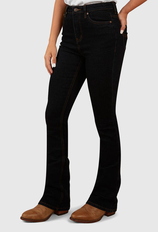 RINGERS WESTERN PENNY WOMENS HIGH RISE BOOTLEG JEAN - DARK BLUE