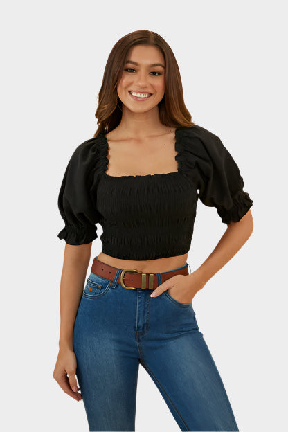 Ringers Western Women's Rosabel Shirred Top - Black