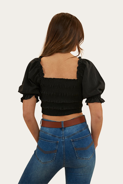 Ringers Western Women's Rosabel Shirred Top - Black