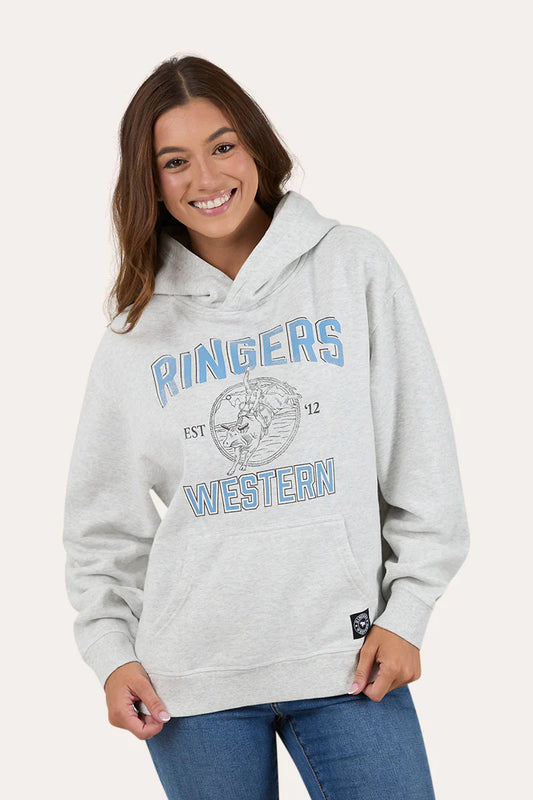 Ringers Western RW College Womens Oversized Pullover Hoodie - Light Grey Marle