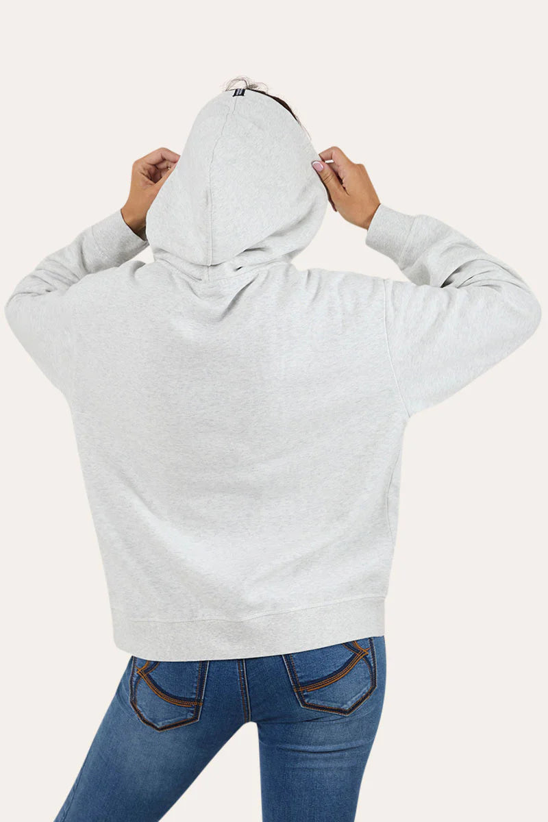 Ringers Western RW College Womens Oversized Pullover Hoodie - Light Grey Marle