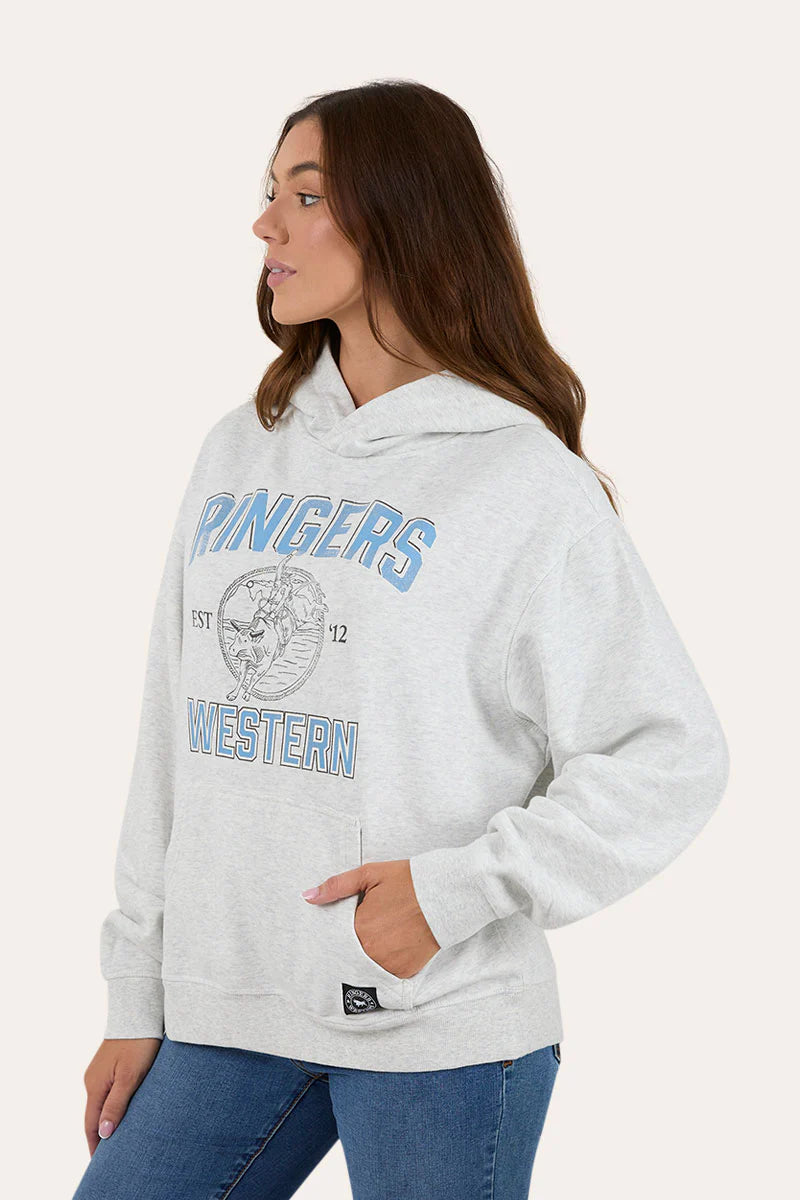 Ringers Western RW College Womens Oversized Pullover Hoodie - Light Grey Marle