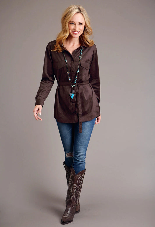 Stetson Women's Collection Ls Shirt - Solid Brown