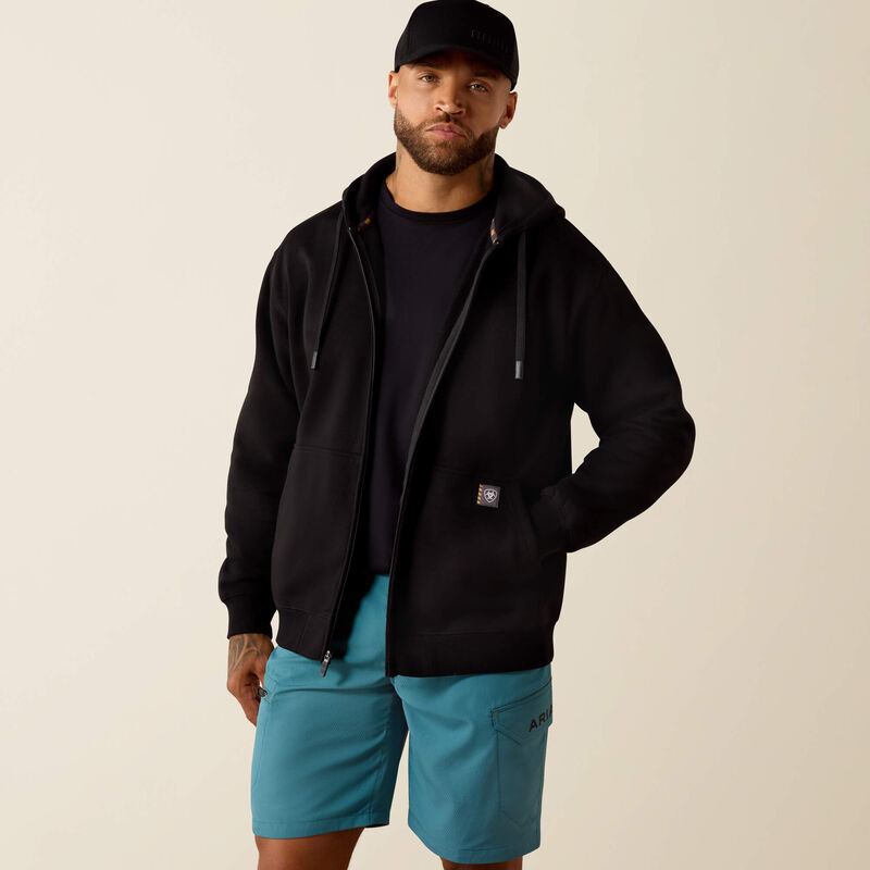 Ariat Men's Rebar Lightweight Label Full Zip Hoodie