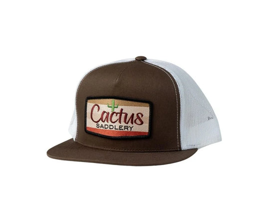 Red Dirt Hat Cactus Saddlery- Brown/White 5 Panel