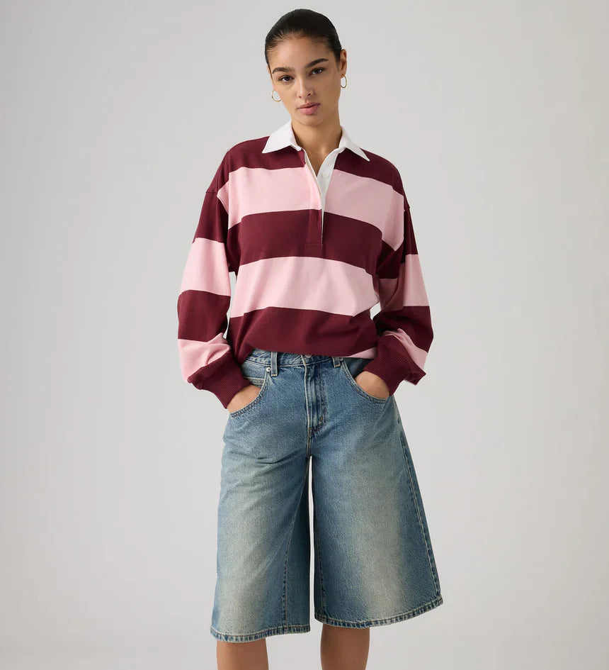 Levi's® Women's Reenie Rugby Long-Sleeve - Katie Stripe Coral Blush