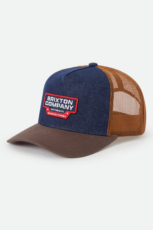 Brixton Unisex Reeves Trucker Hat - Washed Denim/Caramel