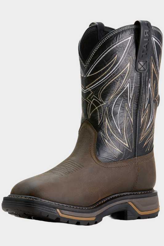 Ariat Mens Big Rig BOA H20 Work Boot Iron Coffee/Black