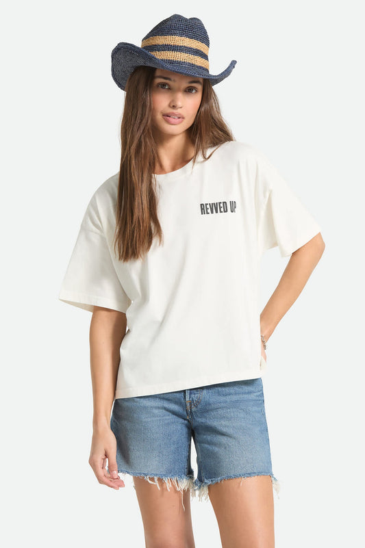 Brixton Women's Revved Up Boxy Crew Tee - Off White