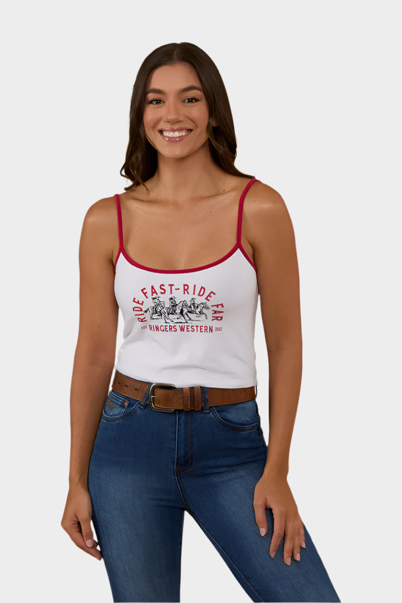 Ringers Western Women's Ride Fast Ride Far Tank - White