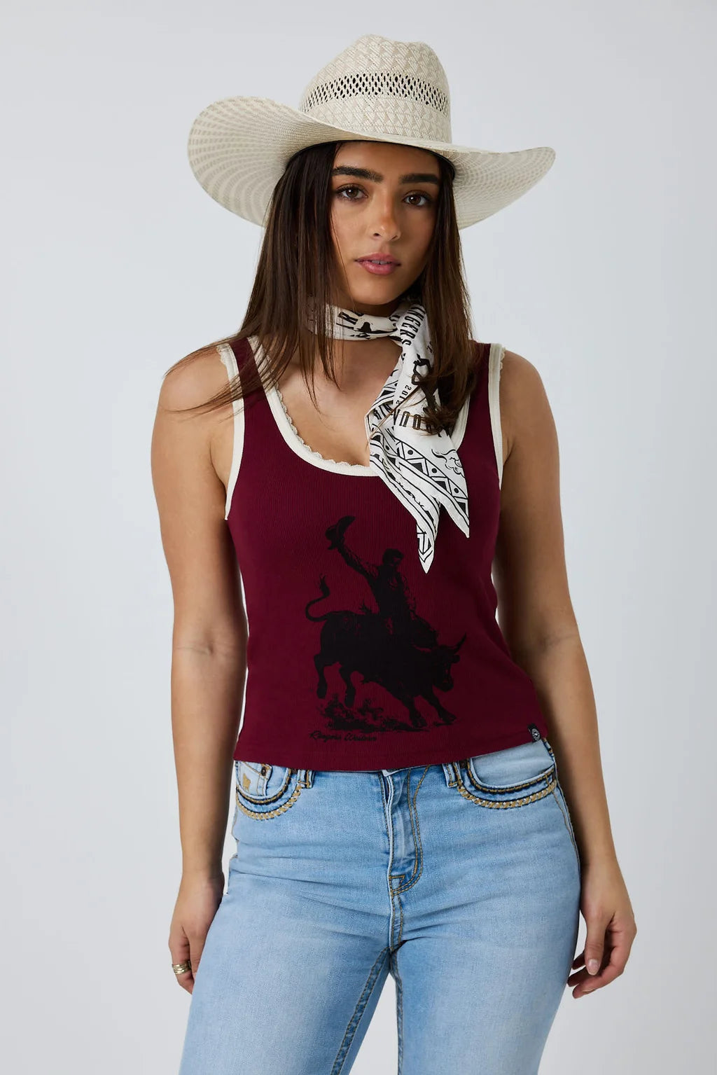 Ringers Western Womens Ridin' Dirty Rib Scoop Neck Tank - Plum