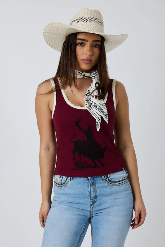 Ringers Western Womens Ridin' Dirty Rib Scoop Neck Tank - Plum