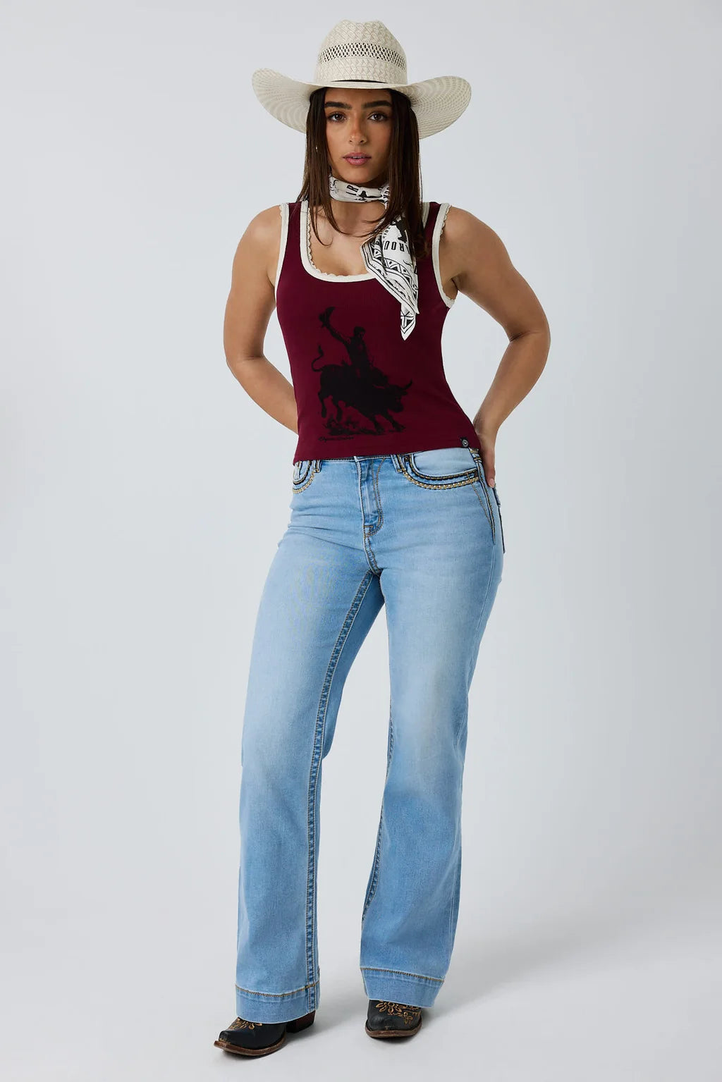 Ringers Western Womens Ridin' Dirty Rib Scoop Neck Tank - Plum