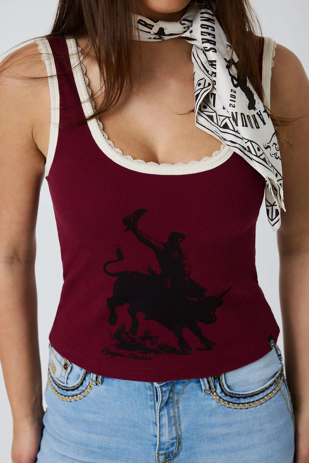 Ringers Western Womens Ridin' Dirty Rib Scoop Neck Tank - Plum