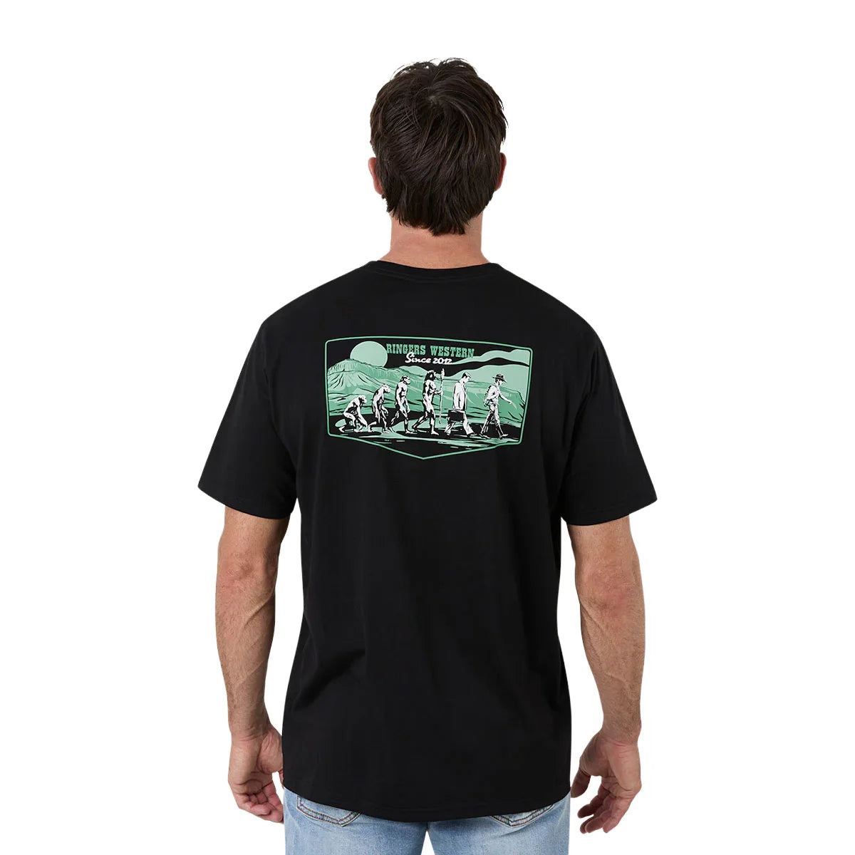 Ringers Western Mens Evolution of the Cowboy Loose Tee - Black