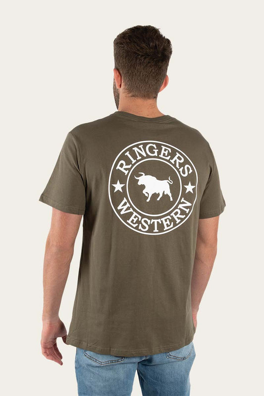 RINGERS SIGNATURE BULL MENS CLASSIC T-SHIRT - MILITARY GREEN/WHITE